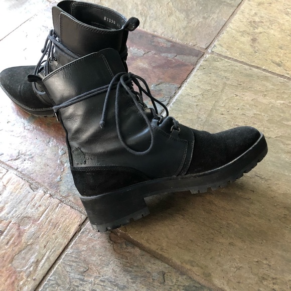 Leather & suede combat boots - Picture 4 of 8